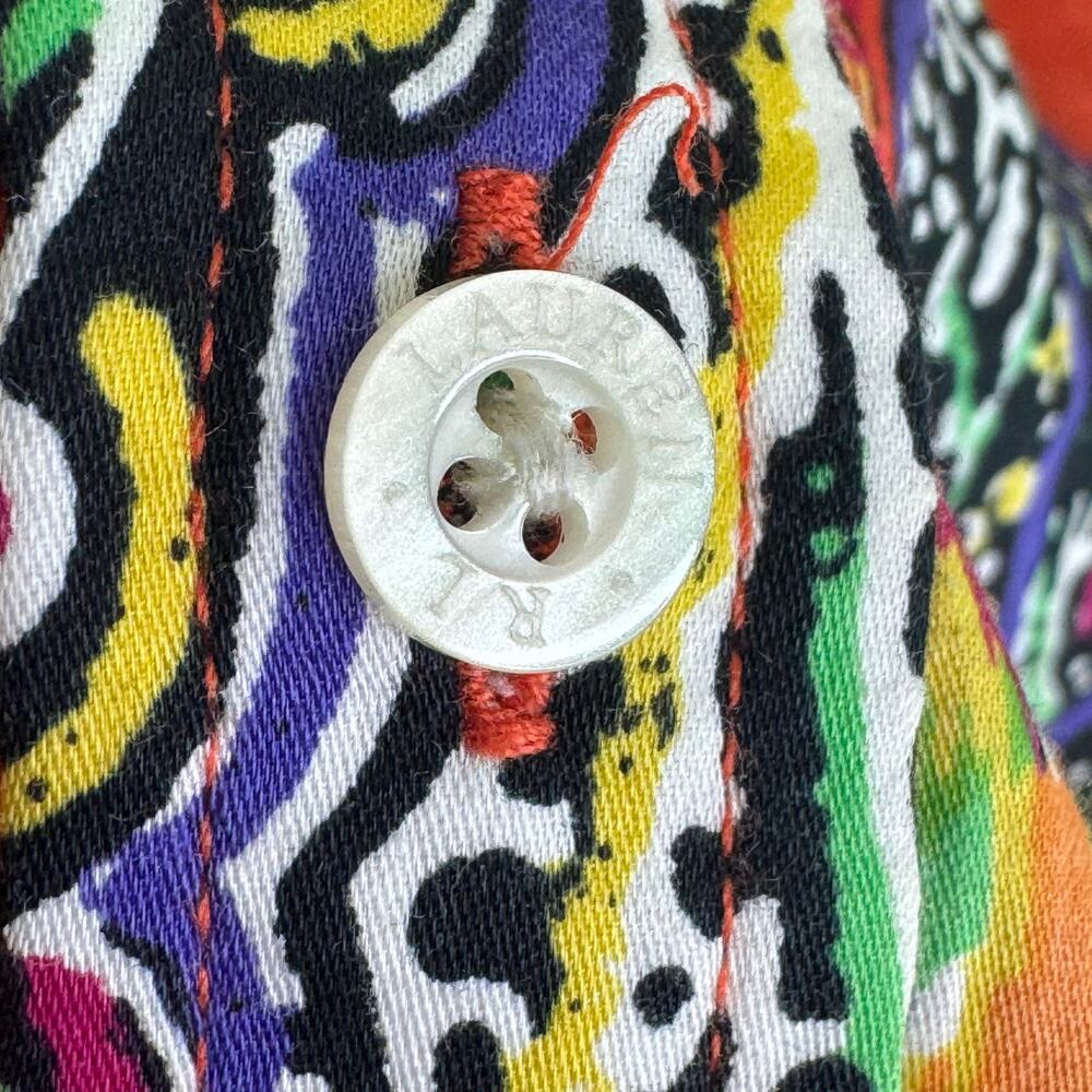 Ralph Lauren Vibrant Colorful Paisley Print Orange Button-Up Sateen Shirt Large - Picture 8 of 8